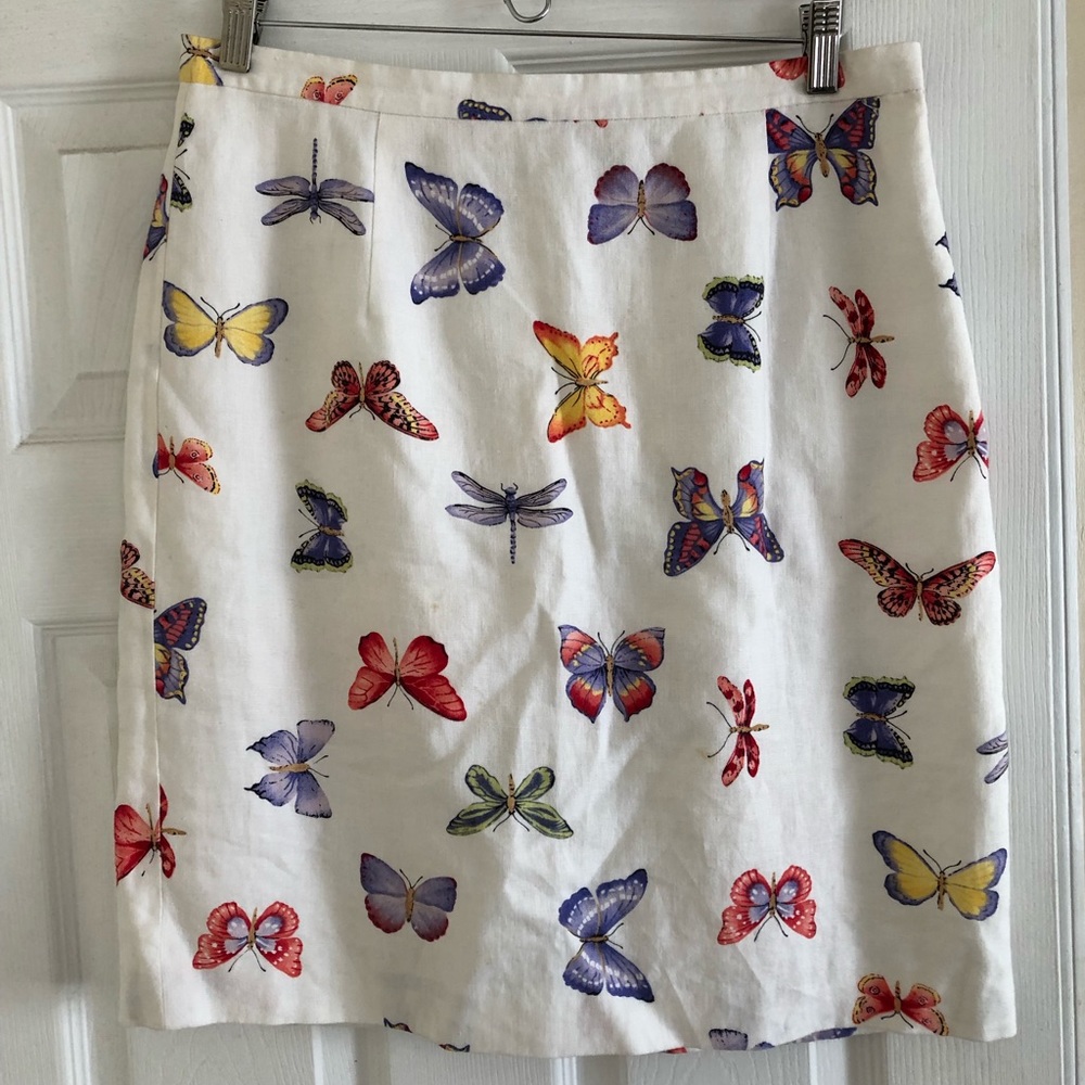 Vintage Y2K 90’s Linen Mini Skirt Butterfly Print